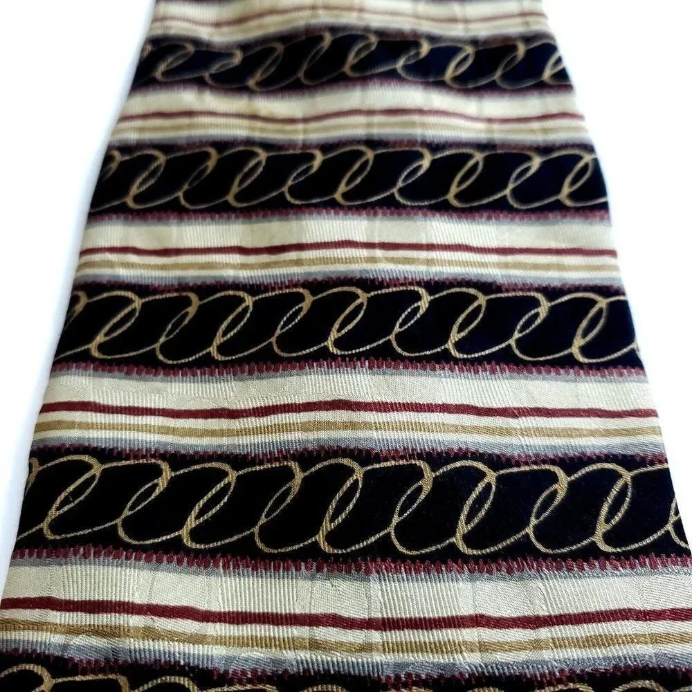 Robert Talbott Studio Brown Tan‎ Abstract Print Wide Silk Tie